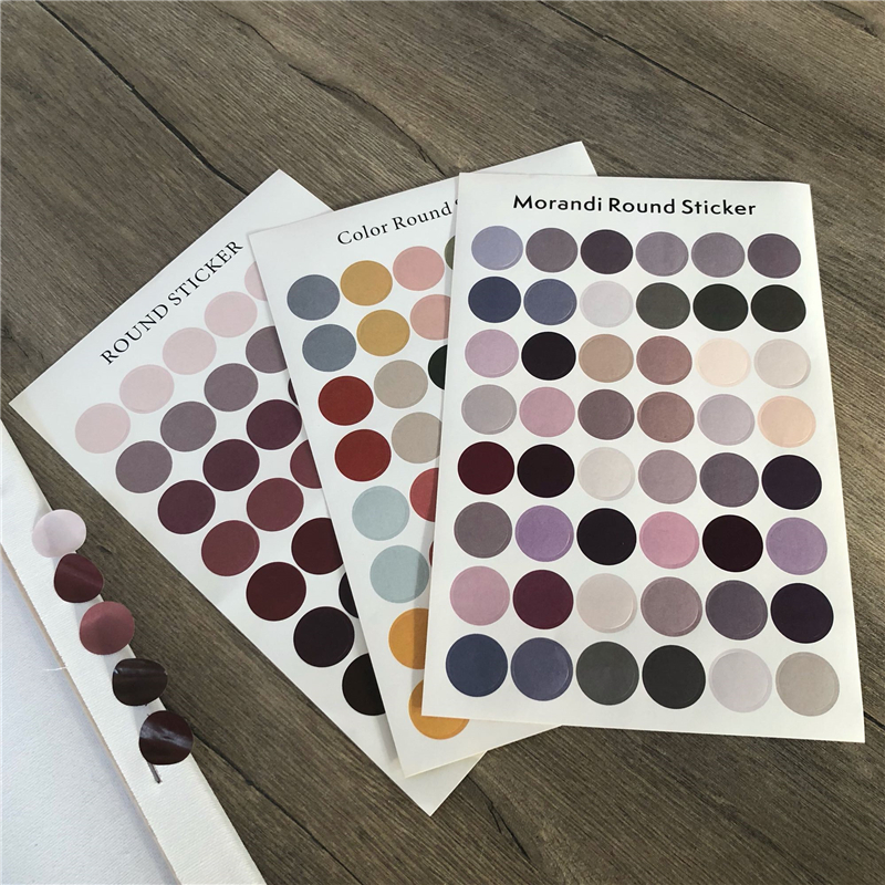 ins Han Wind Morandi Color Round Sticker Card circle appliquise earth color retro stickers