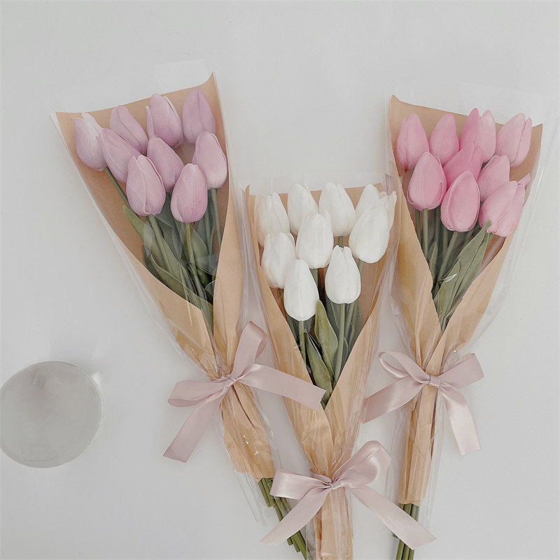 ins mini pu tulip bouquet family home decoration fake flowers Thanksgiving hands to take pictures of flowers and props 520 for 520