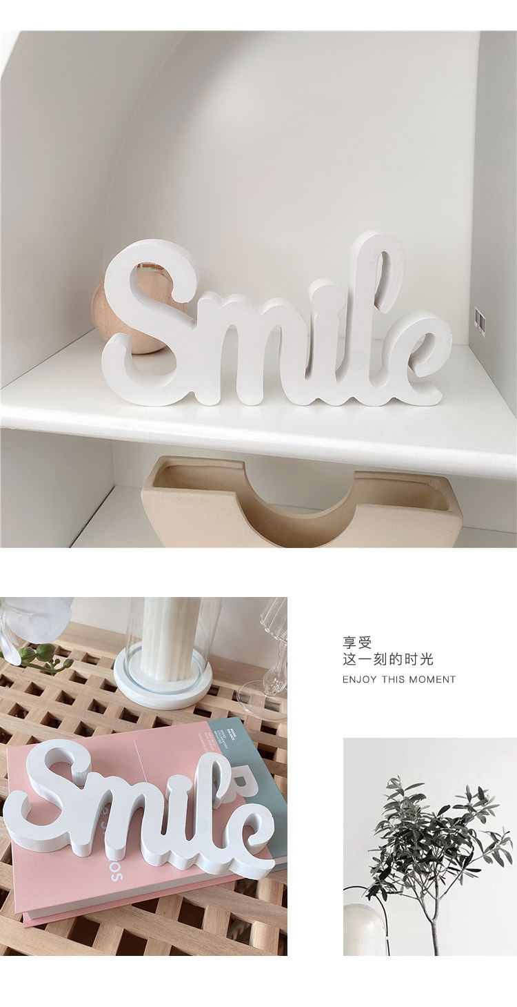 Oknanahome ins домой белый улыбка письмо рабочий стол тумбочка smile деревянный украшение     