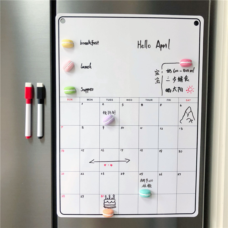 ins Korean refrigerator calendar Message board Refrigerator sticker Notes Day plan Month writing whiteboard Magnetic memo erasable