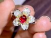 Main stone 0.58ct 18K gold natural unburned ruby ring with diamond 0.37ct total weight 3.7g 14.5 yards