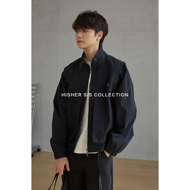 Hisher Unisex Quick-Drying Functional Heavy-Duty Outdoor Stand-Collar Jacket with Detachable Sleeves for Petite Individuals Hisher Unisex Quick-Drying Functional Heavy-Duty Outdoor Stand-Collar Jacket with Detachable Sleeves for Petite Individuals