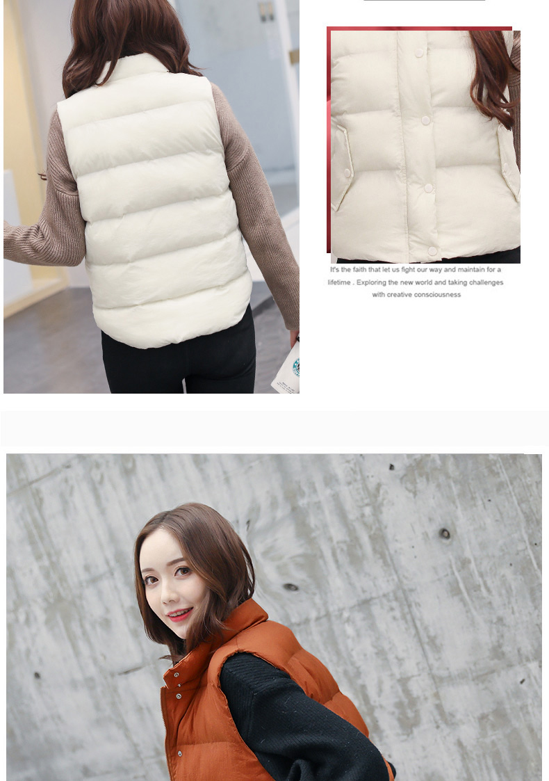 Áo khoác cotton nữ ngắn đoạn 2018 áo vest mới vai không tay cổ áo cotton mùa thu đông dày áo vest nữ áo kiểu trung niên
