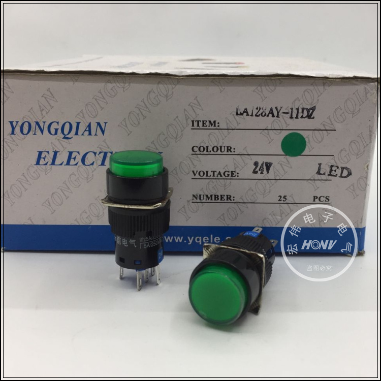 Shanghai Yongfront button LA128A (LAS1) 16 large five feet with lamp with lock round with lock button