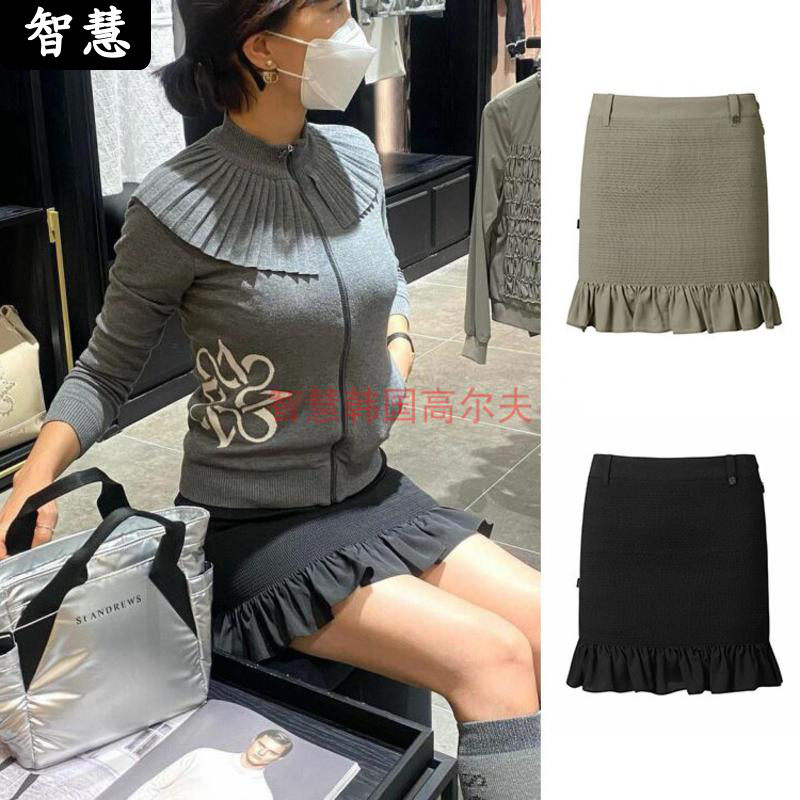 Korea ST ANDREWS GOLF SUIT SKIRT 22 Spring paragraph golf Girl Pure color Folds Lace Short Skirt