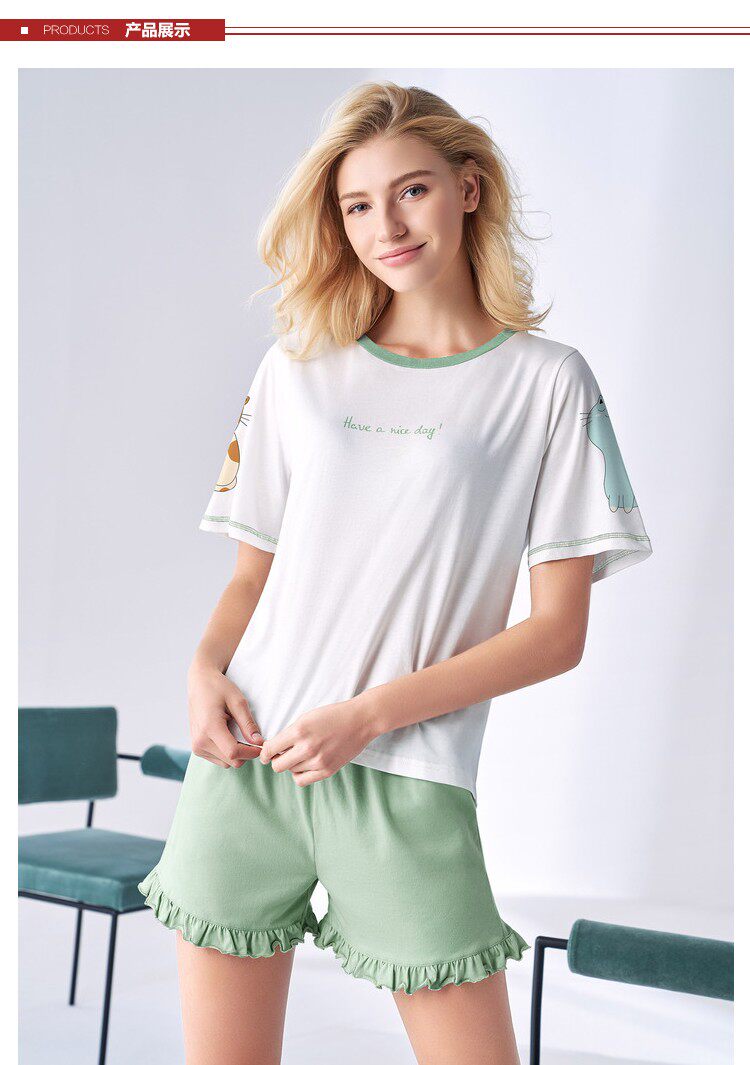 ^ Embry's E-BRA women's short-sleeved shorts can be worn outside the homewear pajamas set KL00027