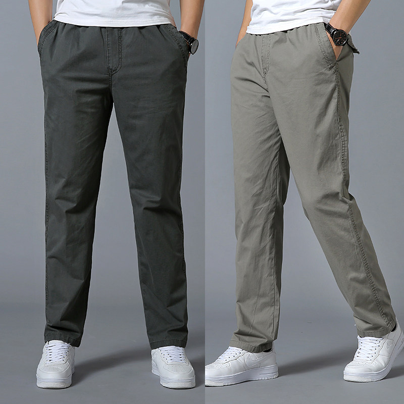 Loose straight trousers men's summer trousers large size men's casual pants plus fat plus fat pants summer thin cotton