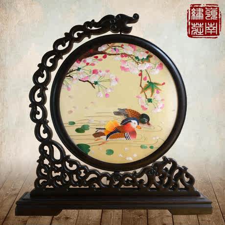 Canton Embroidery Guangdong Embroidery Tide Embroidery Handmade Embroidery Wedding Mandarin Duck Ornaments Double Sided Embroidery Chinese Gifts Occupation