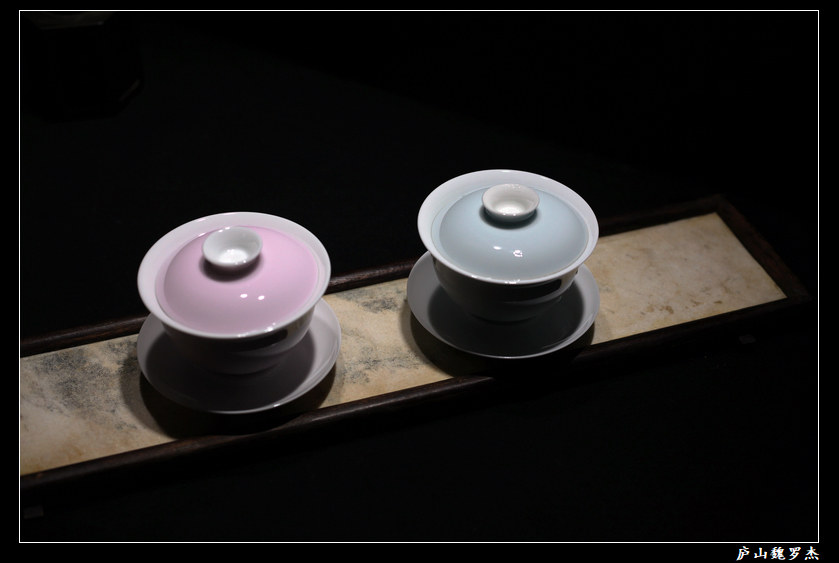 Sky Green Powder Red High Temperature Color Glazed Cover Bowl Jingdezhen Porcelain Tea Set 