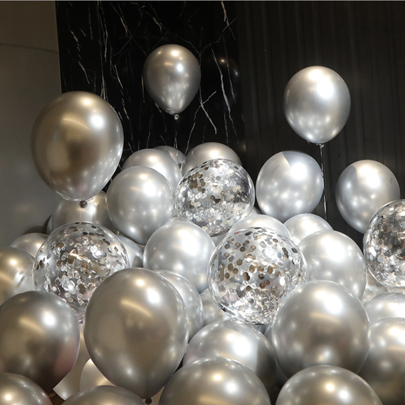 Metal silver thickened helium nitrogen balloon floating decoration Birthday party scene Knot proposal room layout opening balloon