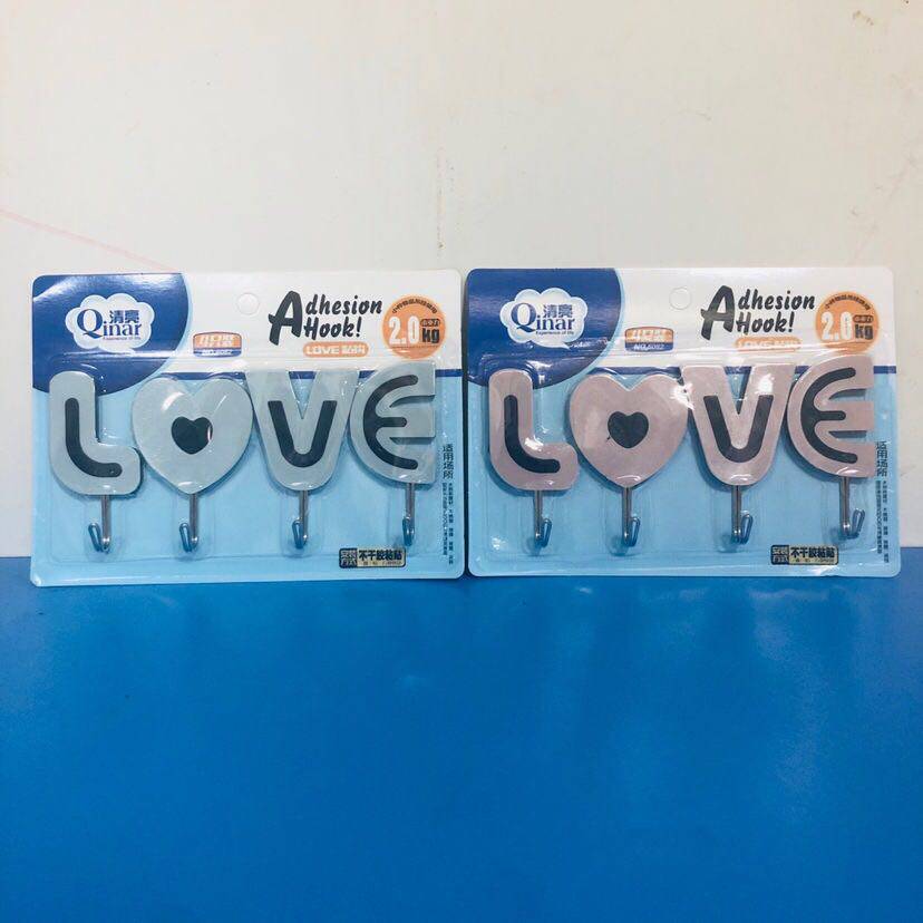 LOVE Powerful Kitchen Adhesive Without Mark Hook Plastic Slime Hook Magic Sticker Bathroom Door Rear Hook Free of wall hanging