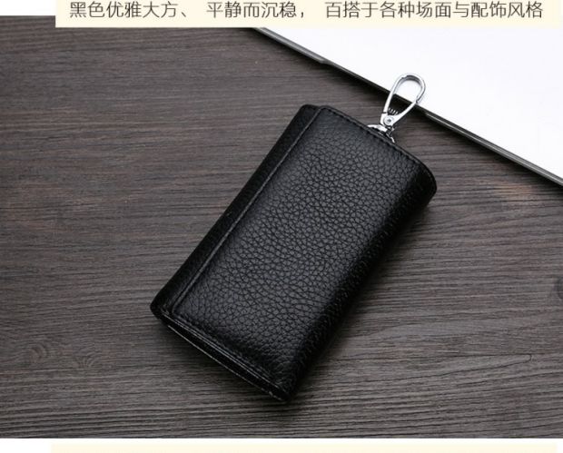 Túi chìa khóa gia đình nữ đa chức năng gấp ba lần ví da đầu tiên thắt lưng treo túi đựng chìa khóa thực tế với vị trí thẻ ví móc chìa khóa đẹp