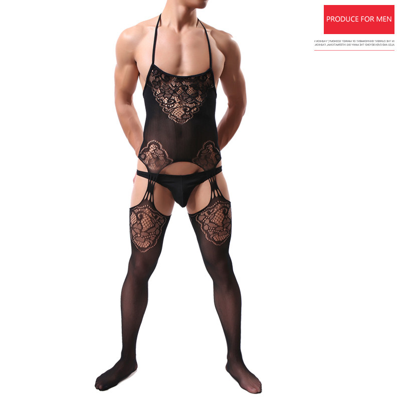 Men's even body silk stockings Men's body Sox ultra-thin High-elastic four-sided hollowed-out harness with body netting Sox 6