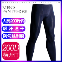 200D mens horizontal opening access control velvet large size mens nine-point tights base warm bag egg mens pantyhose
