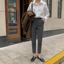 Autumn Winter new Korean version with high waist gross womens section 90% small leggings slim fit slim straight cylinder black smoke pipe pants