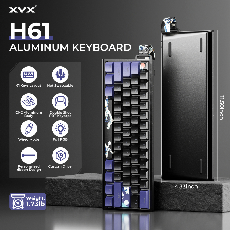 Xvxh61 Black Coral Sea Wired Mechanical Keyboard Game E-Sports Dedicated 60 Configuration Keyboard Desktop Computer Universal