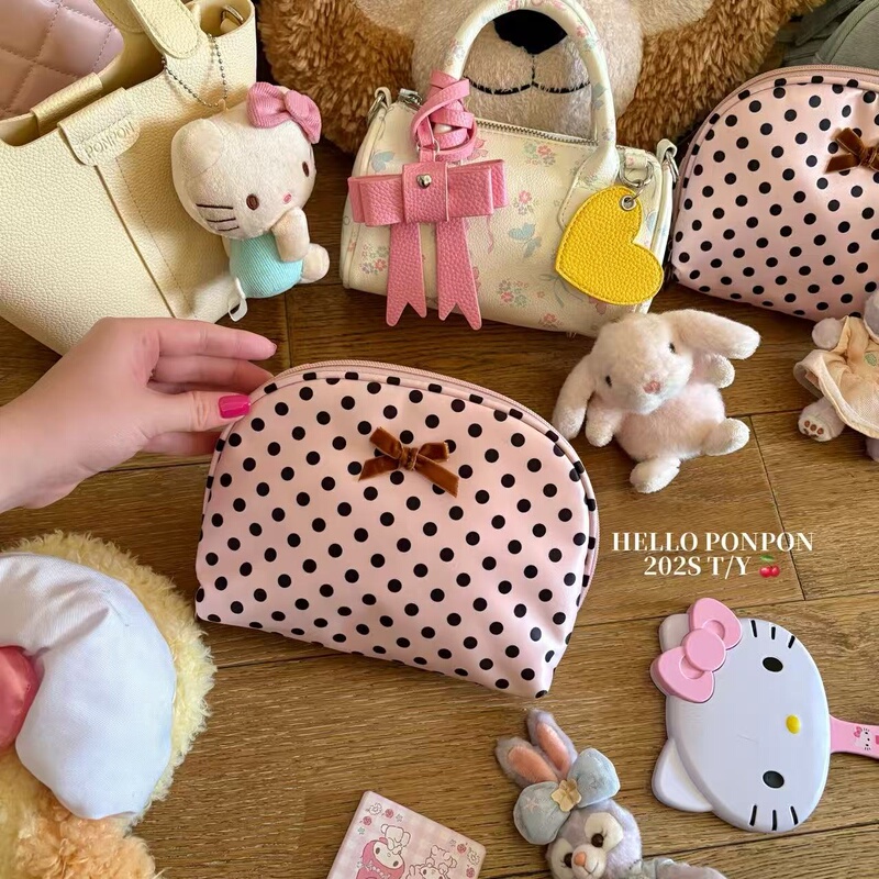 New Original Cute Polka Dot Pink Cosmetic Bag, Sweet Girl Portable Storage Bag, Travel Large Capacity Toiletry Bag New Original Cute Polka Dot Pink Cosmetic Bag, Sweet Girl Portable Storage Bag, Travel Large Capacity Toiletry Bag