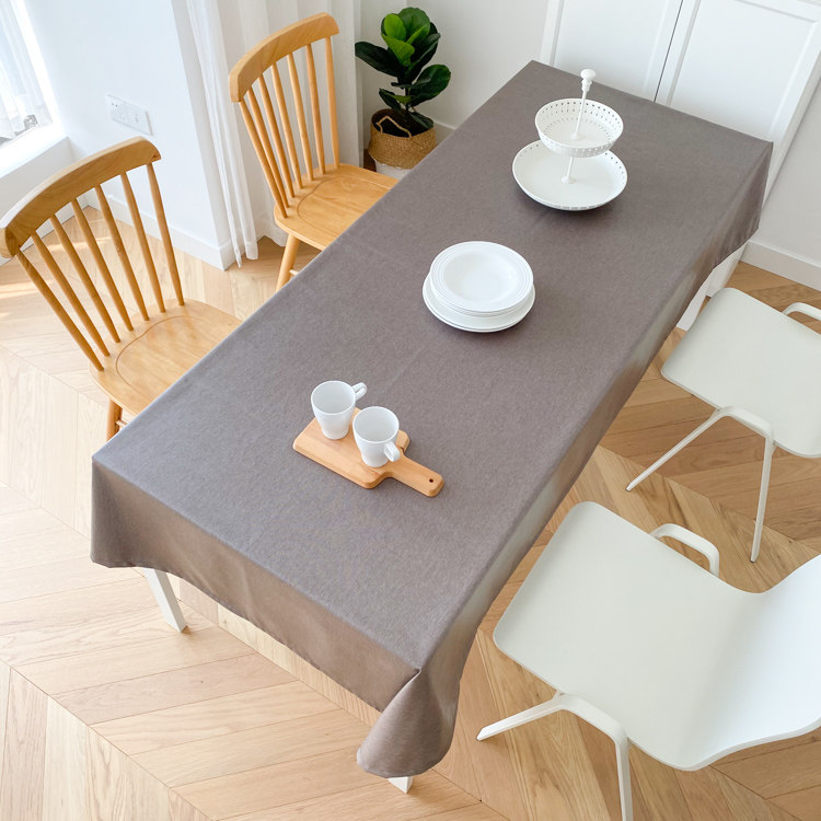 Pure colour cotton linen waterproof and greaseproof and anti-scalding table cloth art minimalist with modern rectangular tea table cloth day-style