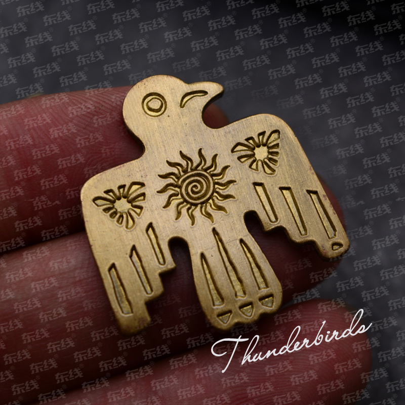 American Indian sun god Thunderbird thorn spike ancient totem brooch badge badge