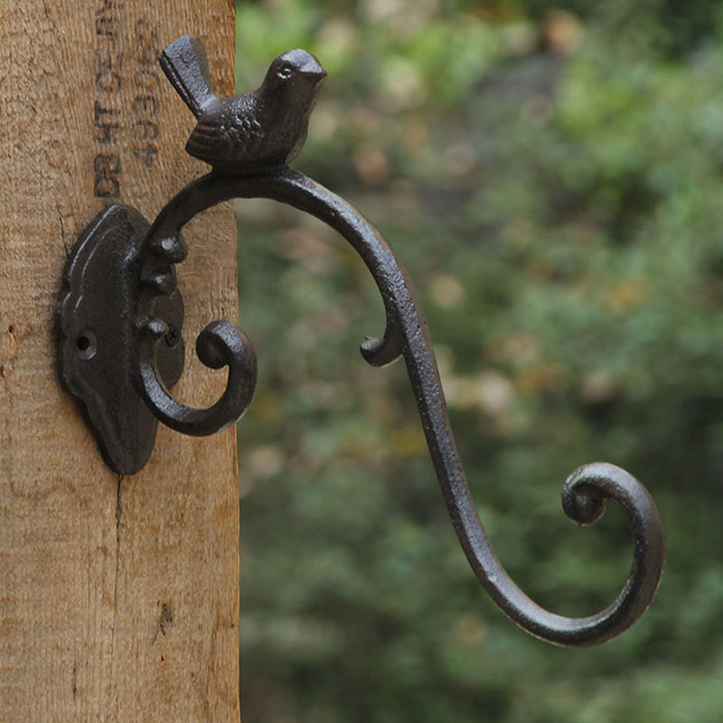 Vintage Wrought Iron Large Hook Outdoor Garden Courtyard Hanging Hook Hanging Flower Pot Bracket Lantern Wall Mount
