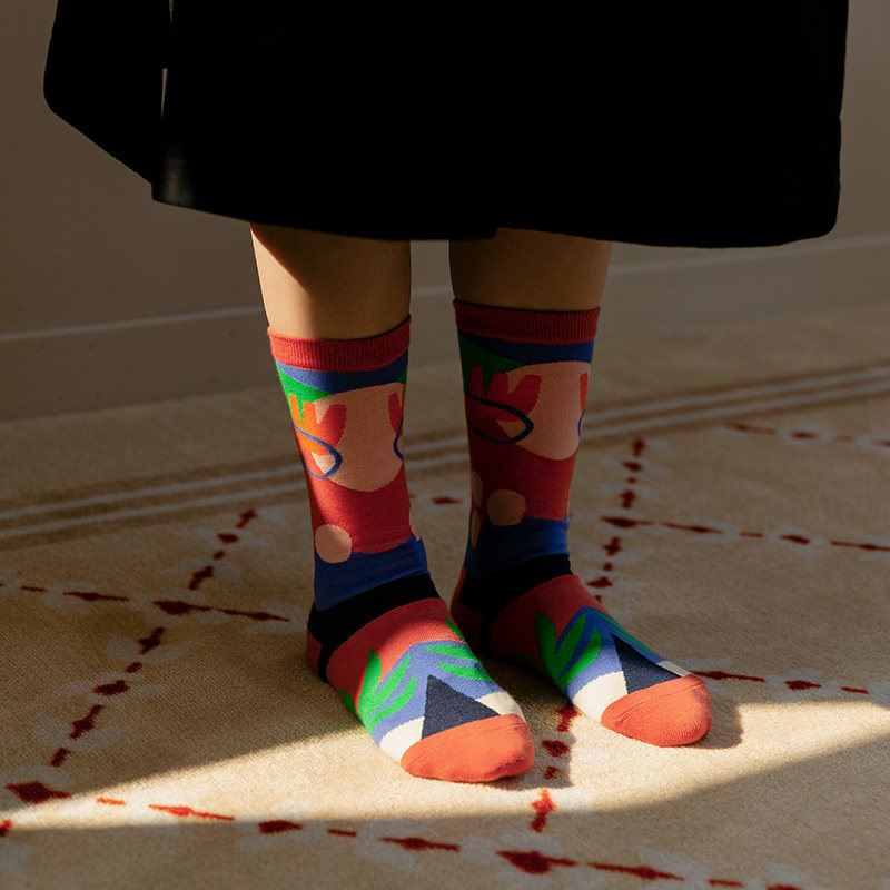 Boots Lower Basket Socks Cotton breathable thin Socks Fall Bubble Socks Japan Wave Street Playful Long Barrel Socks Woman