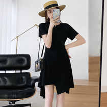 Sandro Vicari Black Dress Woman 2020 New Irregular Retro Port Taste Temperament Skirt Summer