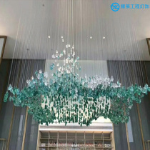 Hotel lobby ultra-high real estate sales department sand table glazed ice cube stone glass hanging wire lamps are fresh and ethereal