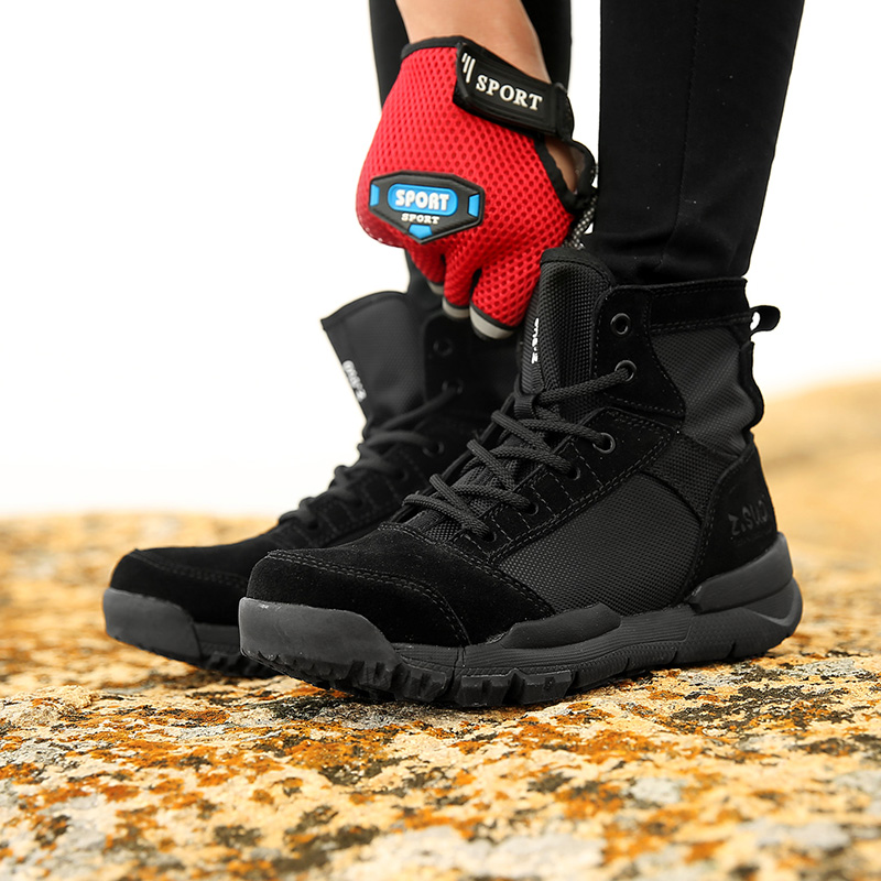 Outdoor hiking shoes men's leather waterproof non-slip women's lightweight fleece wear-resistant off-road sports desert travel hiking boots