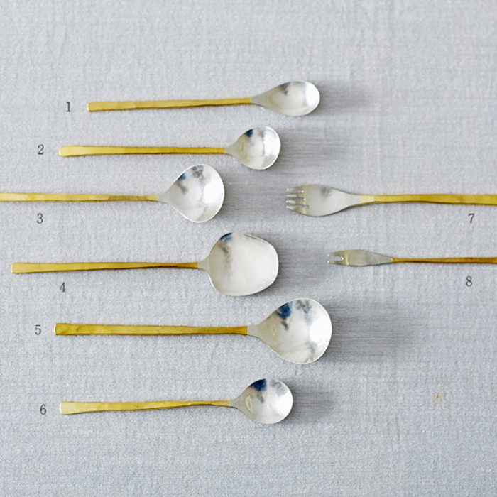 Japanese gold worker Nishikawa Miho hand-made brass fork spoon