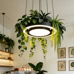 Creative Circular Plant Lights for Guesthouses, Western Restaurants, Leisure Areas, Shops, Southeast Asian Offices, Sunrooms, and Forest-Style Pendant Lights