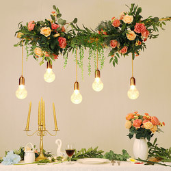 Creative Dining Table Chandelier, Flower Shop Floral Lamp, Restaurant Sunroom Party Dining Table Glass Room Plant Chandelier