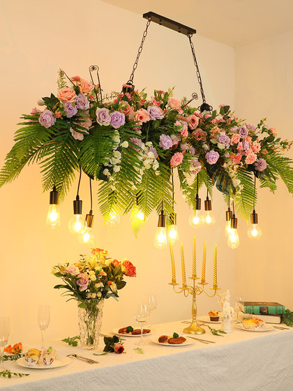 Plant-Shaped Dining Table Pendant Light, Western Restaurant Light, Milk Tea Shop, Dessert Shop, Flower Shop, Trendy Restaurant, Long Table Light, Bar Counter Light