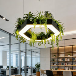 Hexagonal Plant-Shaped Pendant Light Creative Office Leisure Area Conference Room Hotel Lobby Shopping Mall Restaurant Decorative Lighting Fixtures