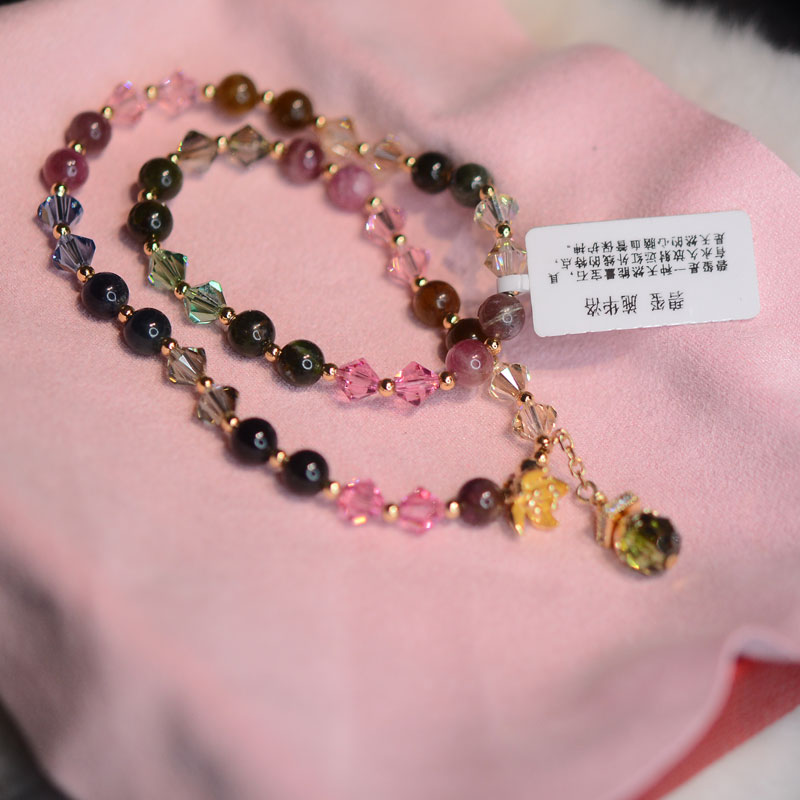 Nhật Bản và Hàn Quốc Áo pha lê tourmaline vòng tay màu sắc sang trọng hoang dã Phiên bản Hàn Quốc của vòng tay đàn hồi vòng tay nữ trang sức cao cấp vòng dâu tằm