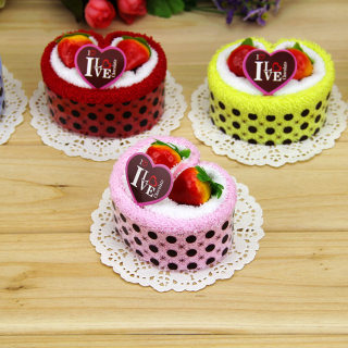 Pure cotton shape cake towel birthday heart shaped box