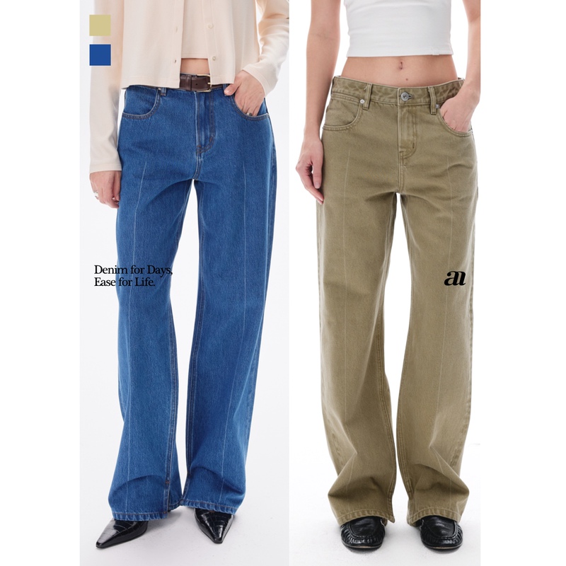 Madeinam【B7 Straight Seam Boyfriend Pants】High-Quality Pure Cotton Denim Low-Rise Slit Hem Jeans Madeinam【B7 Straight Seam Boyfriend Pants】High-Quality Pure Cotton Denim Low-Rise Slit Hem Jeans