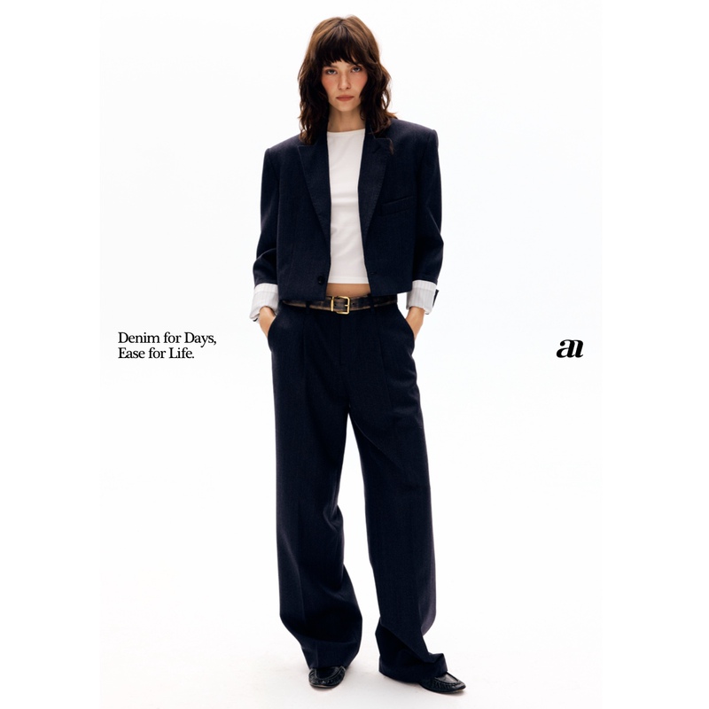 Madeinam Yarn-Dyed Striped Wool_Women's Gentleman Short Blazer/Low-Waist Straight-Leg Suit Pants Set Madeinam Yarn-Dyed Striped Wool_Women's Gentleman Short Blazer/Low-Waist Straight-Leg Suit Pants Set