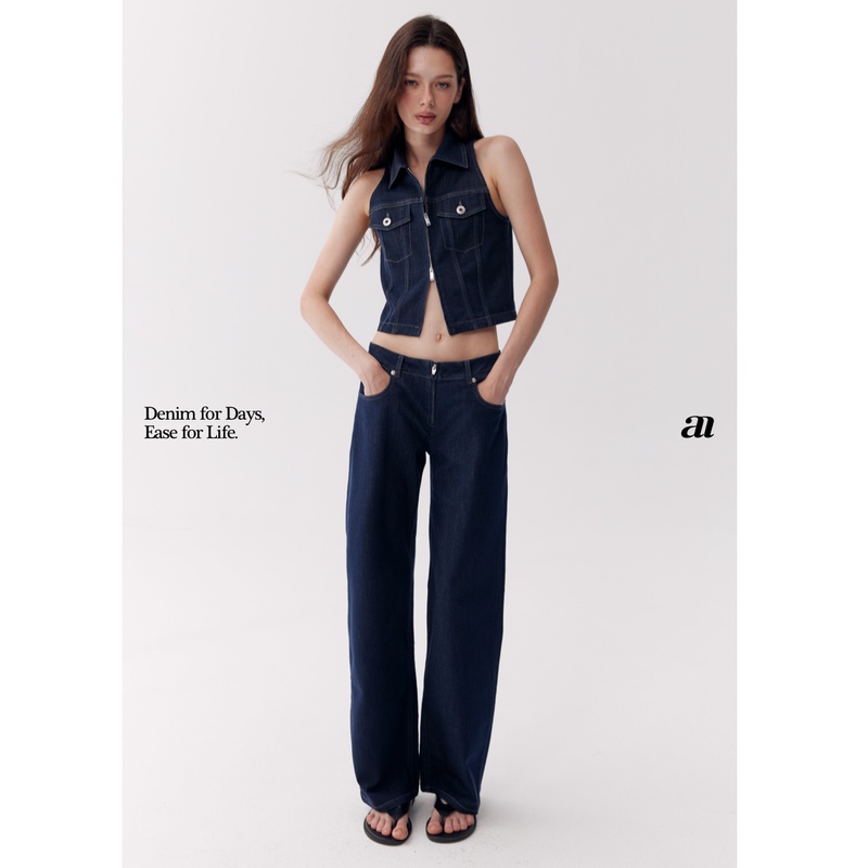 Madeinam Silk Cotton Denim_ Vintage Fashionable Zipper Jacket Vest/[St16 Zipper Air Conditioning Pants]