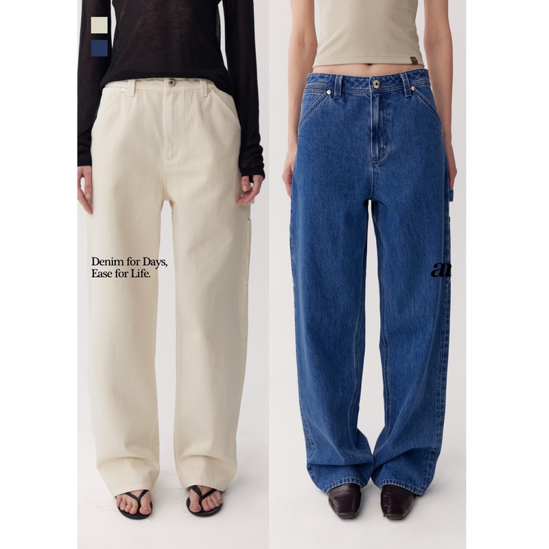 Madeinam【B9 Carpenter Pants】High-Quality Cotton Denim Slim-Fit Mid-Low Waist Workwear Pocket Design Boyfriend Pants