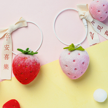 Wool Felt Poke Poke Ledy Material Bag Doll Lovers Christmas Pendant Key Button Gift Strawberry Peach