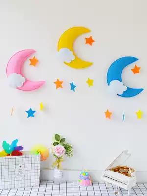 Moon white clouds stars hanging ornaments children's room home shop kindergarten hanging ornaments Wall girl heart decorations