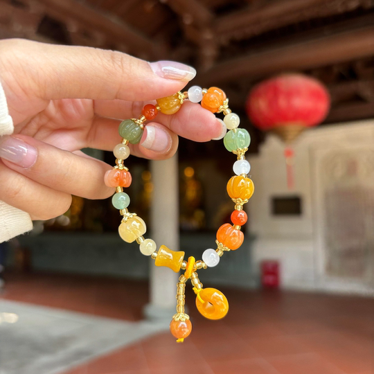 Golden Jade Pumpkin Bracelet Harvest Wealth Versatile