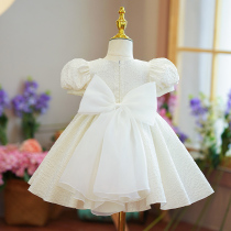 Girl Gown Princess Dress Flower Girl Wedding Little Girl White Dress Skirt Baby Birthday Fluffy Skirt Summer