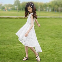 Girls dress for dress Summer 2022 new Korean version foreign air vest dress white lace princess dress girl skirt