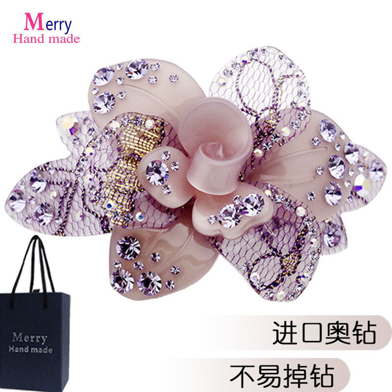 Mom's Hairpin Crystal Hair Clip for Women 2025 New High-End Back of the Head Hair Flower Hairpin Hair Accessory Large High-Grade Rhinestone