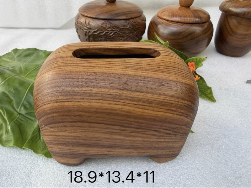 Myanmar Teak High-End Hand-Carved Art Work, Living Room Storage Tissue Box, Wabi-Sabi Style Myanmar Teak High-End Hand-Carved Art Work, Living Room Storage Tissue Box, Wabi-Sabi Style