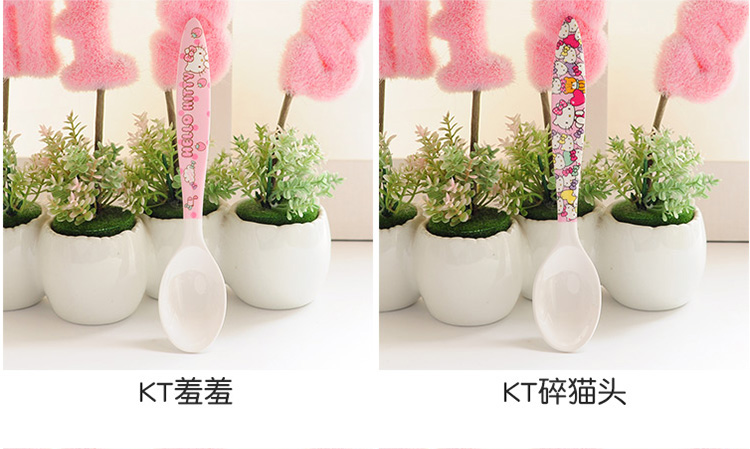 Phim hoạt hình dễ thương muỗng melamine trẻ em học sinh dài tay cầm thìa giả sứ melamine đồ dùng gia đình chống rơi - Đồ ăn tối đĩa dùng 1 lần