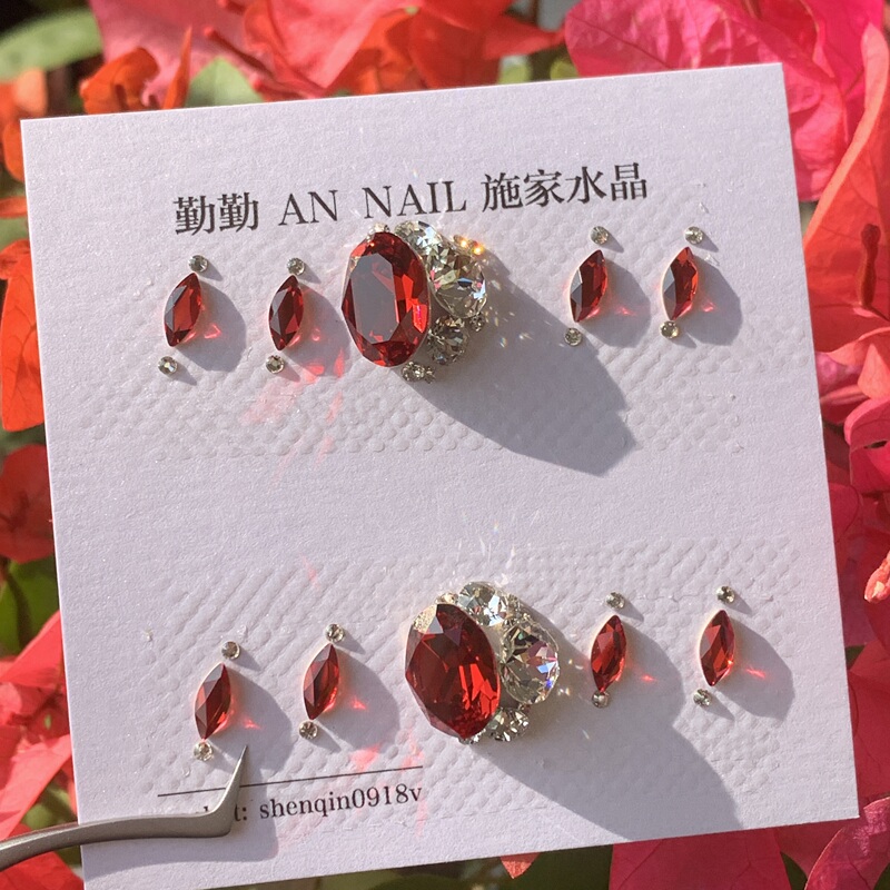No.229 Swarovski Material Pack Jewelry Nail Art Rhinestone Material Pack Christmas Style New Year [Crimson Fragrance]