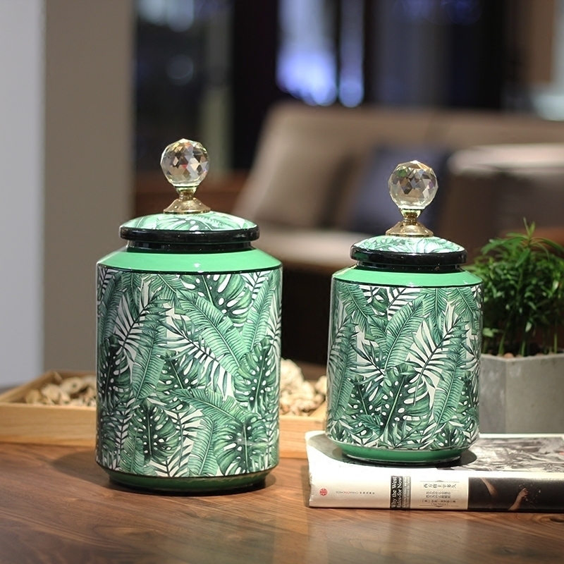 Nordic creative ins ceramic storage tank with lid decorative decoration simple soft decoration sample room storage decorative jar