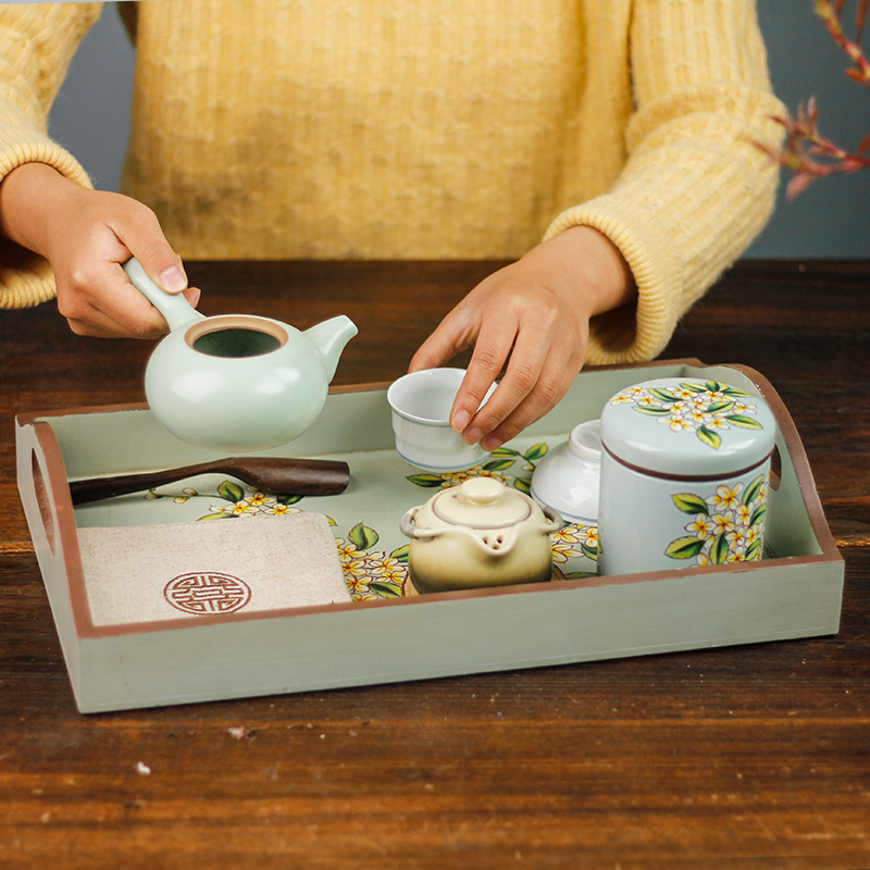 New Chinese rectangular wooden care tray Home Tea Cup Containing tea cup Fruit tray Fruit Tray Creative Dried Fruit Tray